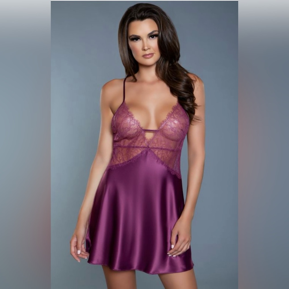 Satin And Eyelash Lace Trim Sexy Slip